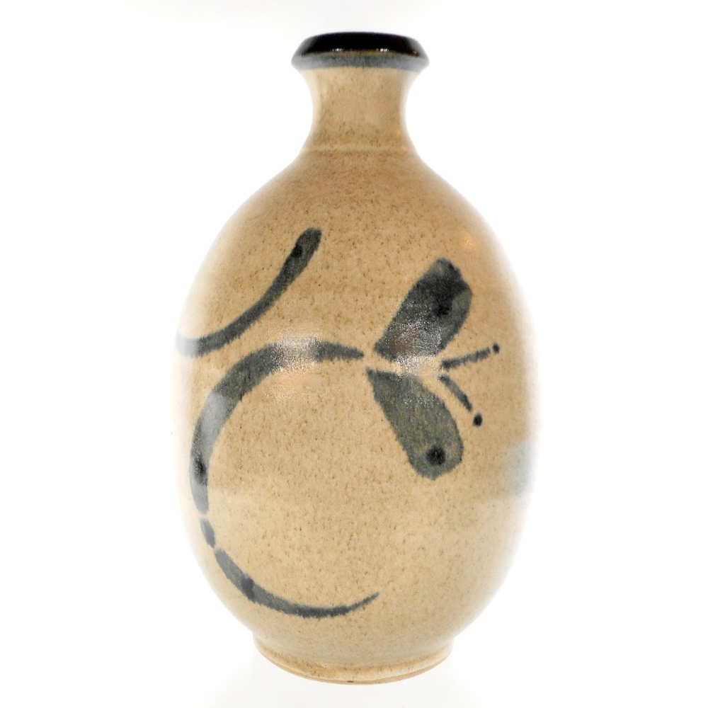 Tony Ledtje Studio Art Pottery SIGNED Vase VTG 70s Stoneware Tan Handmade Iowa